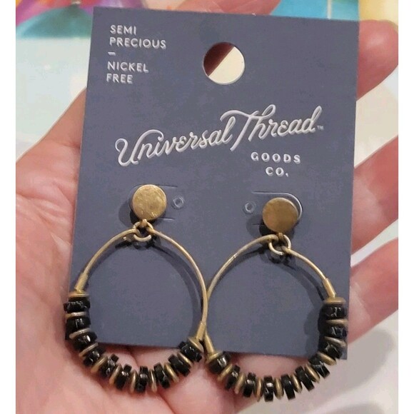 Universal Thread Simi Precious Antiqued Gold Tone Hoop Earrings Nickel Free - Picture 5 of 5